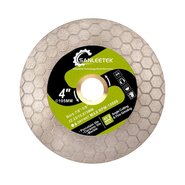 Diamond Tile Saw Blade SANLEETEK - 105mm Diamond Cutting Grinding Disc Hexagon Design for Porcelain Ceramic Tile Marble Artificial Stone Quartz