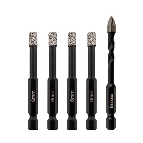 6mm Diamond Drilling Bit Set Core Bits Hole Saw Cutter Plus Hole Opener 5pcs/set