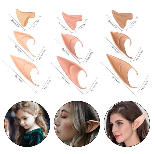 TSHAOUN 9 Pairs Elf Ears, Latex Elf Ears Fairy Ears Soft Pointed Ears for Halloween Christmas Cosplay Costume Party Live Broadcast Props Anime Dress Up Accessories, 3 Sizes (Light,Pink,Dark)