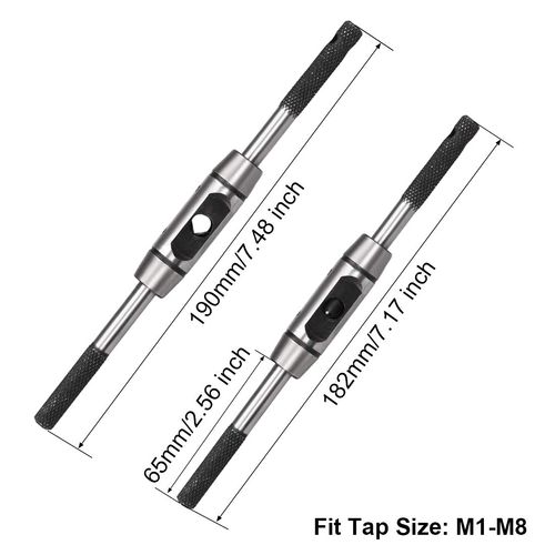 uxcell Adjustable Tap Wrench Handle, for Metric M2-M8 Taps, Thread Tap Holder Reamer Hand Tapping Tool for Machinist Repair, Die-casting Body