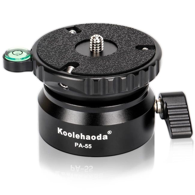 Koolehaoda PA-55 Stativ Nivellierbasis Leveling Base +/- 15 Grad Präzisionseinstellung mit 1/4 Zoll Schraube und Versatz Wasserwaage für Canon, für Nikon, DSLR-Kameras