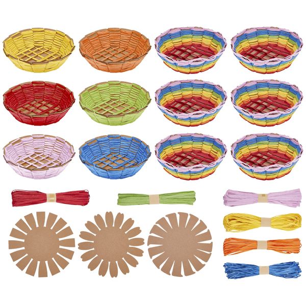 FREEBLOSS 12 Set Basket Weaving Kit with Video Tutorial Easter Basket for Beginners Creative Woven Bowl Suitable for Students Arts and Crafts Projects and Advanced Version Basket Activities