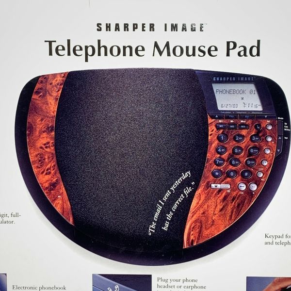 Sharper Image Mouse Pad Telephone Calculator Speakerphone LCD Screen and Clock