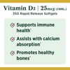 Nature's Bounty Vitamin D3 350 Count Essential Nutrient for Strong Bones