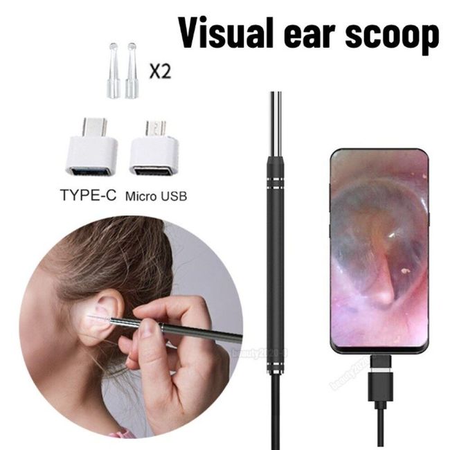 Ear Endoscope HD Otoscope Ear Wax Cleaning Visual Earpick Tool Cleaner Removal