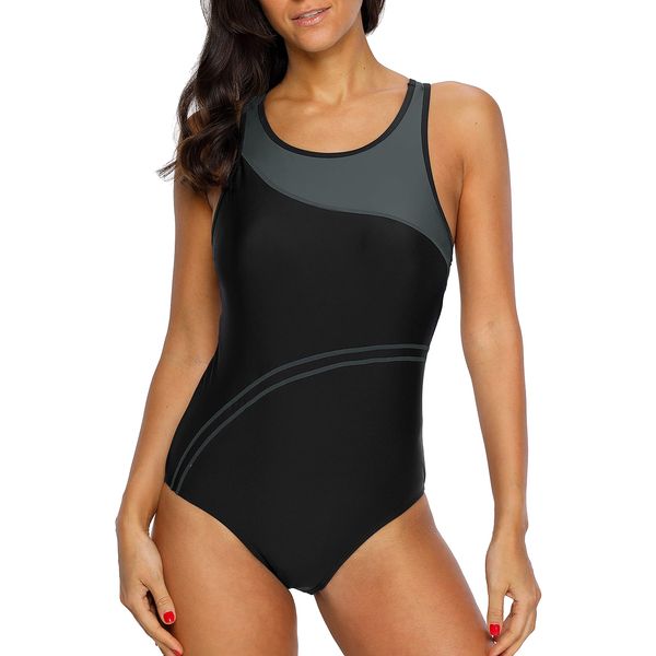 CharmLeaks One Piece Swimsuits for Women Racerback Bathing Suits Lap Swimsuits S