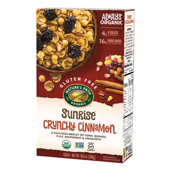 Nature's Path Sunrise Organic Gluten Free Cereal, Crunchy Cinnamon, 10.6 Oz Box (Pack of 12)