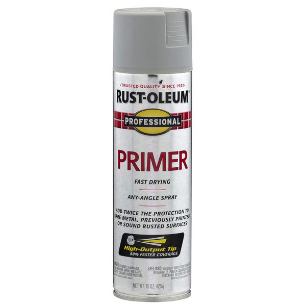 Rust-Oleum 7582838 Professional Primer Spray Paint, 15 oz, Gray Primer