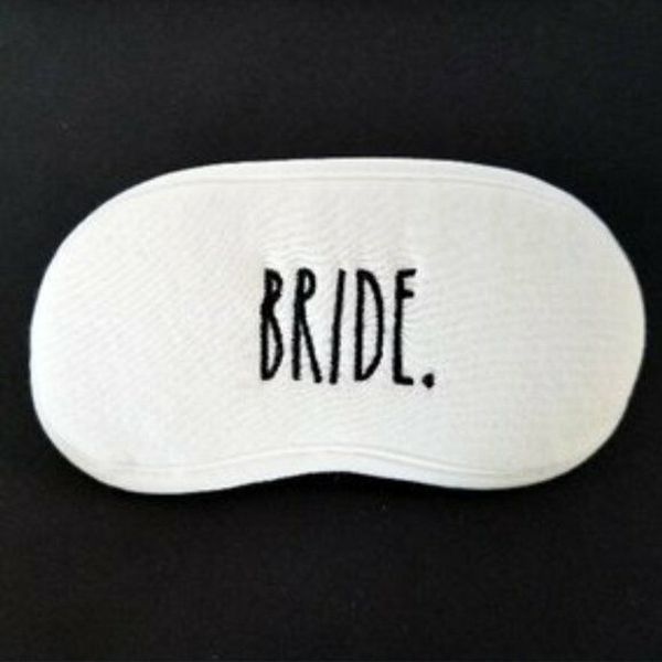 New Rae Dunn Sleep Mask Bridal Eye Cover White Black Terry Cloth For Bride