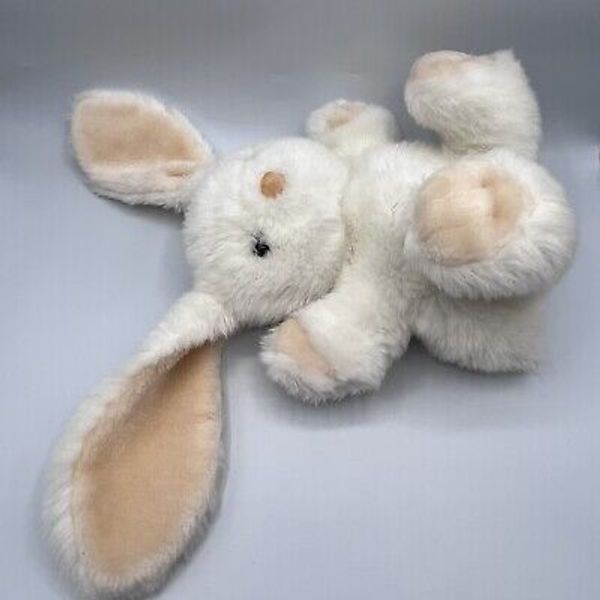 Fiesta Bunny Rabbit Full Body Hand Puppet Plush White Peach 8.5” Vintage Stuffed