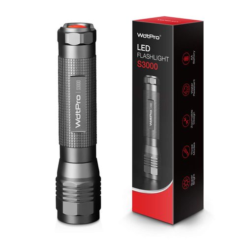 High-Powered LED Flashlight S3000, WdtPro Super Bright Flashlights - High Lumen, IP67 Water Resistant, 3 Modes and Zoomable for Camping, Emergency, Hiking, Gift