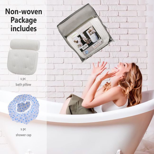 Bath Pillow Bathtub Pillow, Luxury Bath Pillows For Tub Neck And Back  Support, Bath Tub Pillow Headrest With Soft 4d Fabric And Non-slip Suction  Cups, Relaxing Bath Accessories Spa Gifts, Bathroom Accessories 