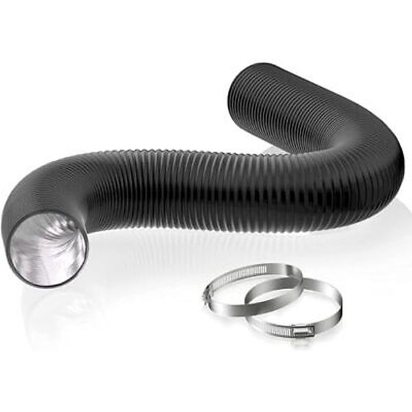 3 Inch 8 FT Air Ducting, Flexible Aluminum Dryer Vent Hose, Heavy 3"/8' Black