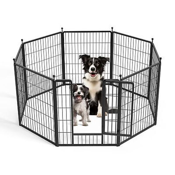 Dog Playpen 32 Inch 8 Panels, Multi-Shaped Foldable Metal Pet Pen Fence with ...