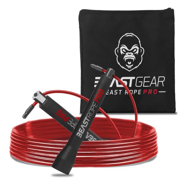 Speed Skipping Rope Adult for Women and Men - Advanced Fitness Jump Rope for Exercise, Boxing Skipping, Crossfit - Beast Rope Pro by Beast Bear for MMA, HIIT Workout, Strength Training & Double Unders