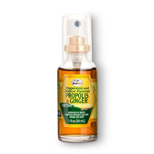 Beelife Propolis Throat Spray – Soothing Honey & Ginger Propolis Spray - Natural Immune Support & Sore Throat Relief - Bee Propolis Extract – Antioxidants, Rich in Flavonoids & Artepillin C, No Sugar, Gluten-Free - 1-Pack, 30ml