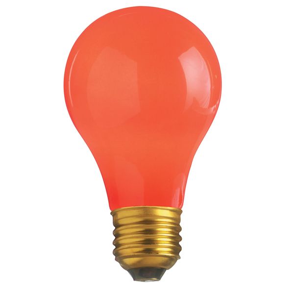 Satco S4980 40 Watt A19 Incandescent Light Bulb, Ceramic Red