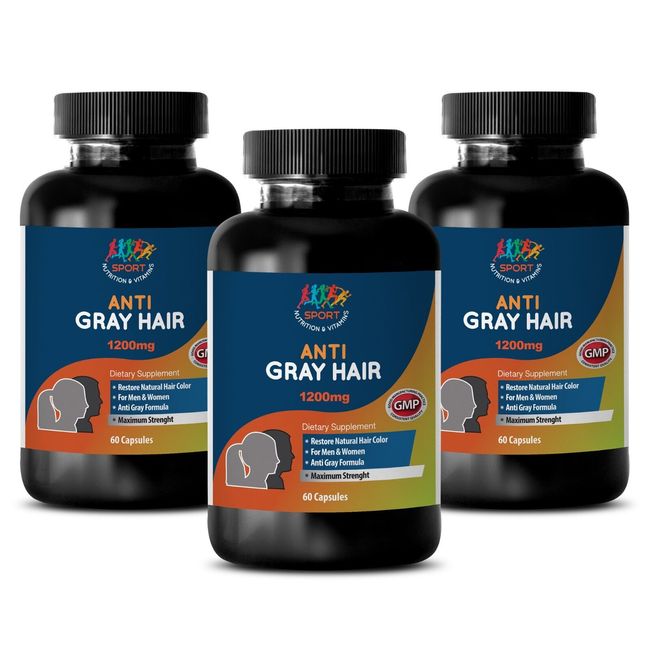 Gray Hair Solution Extra Strength Anti-Gray Formula for Men & Women (3 Bottles)