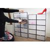 Periea 'Leah' Shoe Storage Boxes - Stackable - for Men's Shoes – Front Opening - 10 Pack (Black Frames)