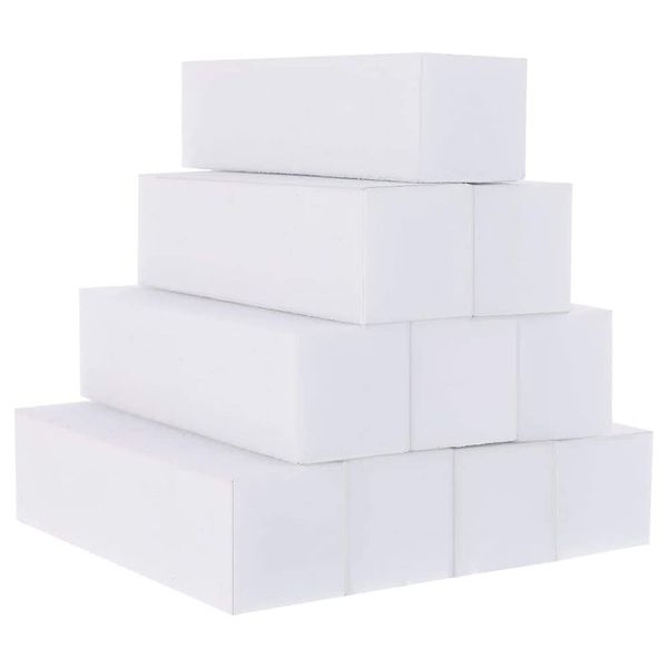 Haobase 10Pcs Nail Buffer Block, White Buffer Sanding Block,120 Grit Professional Salon Nail Buffer Block for Gel Nails