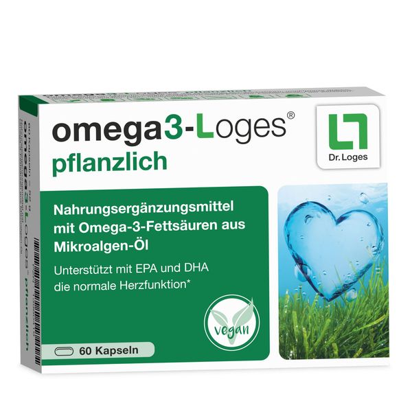 omega3-Loges® pflanzlich - 60 Kapseln - Nahrungsergänzungsmittel mit Omega-3-Fettsäuren aus Mikroalgen-Öl