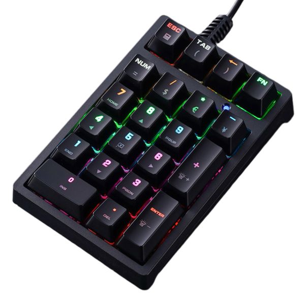 BRIMFORD Numeric Keypad Mechanical Keyboard, Numeric Keypad, Blue Axis, USB Wired, For Laptops, Desktops, Computers, PCs, 9 Backlights, 21 Keys, Numeric Keyboard, Tab Keyboard, Mechanical Numeric