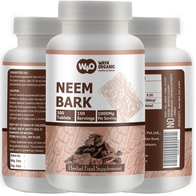 Neem Bark Powder Tablets 500mg 300 Counts - Immune and Digestive System Support