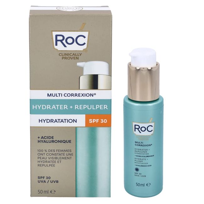 RoC - Multi Correxion Hydrate + Plump Moisturiser SPF30 - Anti-Wrinkle Treatment - UVA/B Protection - with Hyaluronic Acid - 50ML
