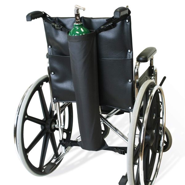 NYOrtho Oxygen Tank Holder for Wheelchair - E Cylinder Transport Bag Adjustable Straps Easy to Clean, Heavy Duty, Waterproof Standard Wheelchair Size