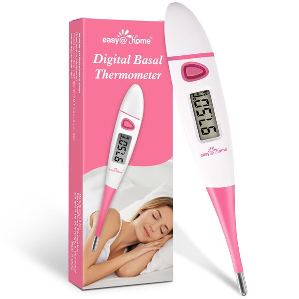 Ovulation Tracker Digital Basal Thermometer: Easy@Home BBT Thermometer for Fertility Prediction - Basal Body Thermometer for Accurate Temperature Monitoring with Premom App Pink DMT-3018