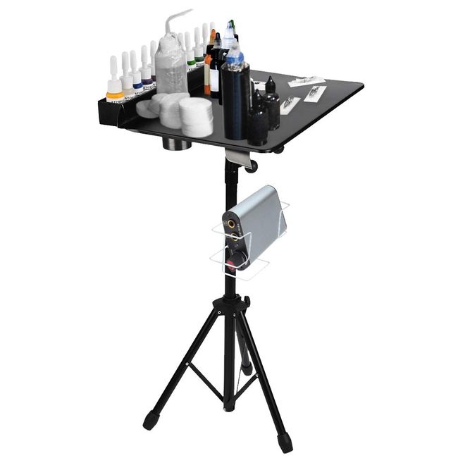 Portable Tattoo Workstation, Height Adjustable Mobile Salon Instrument Tray Detachable Tattoo Desk Table Station for Professional Beauty Salon Supplies and Equipment