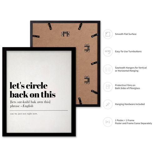 Poster Master Typography Poster - Retro Dictionary Print - Let's Circle Back on This Definition, Book Page, Funny - Gift for Colleague, Friend - Wall Decor for Home, Office, 11x14 Black Framed