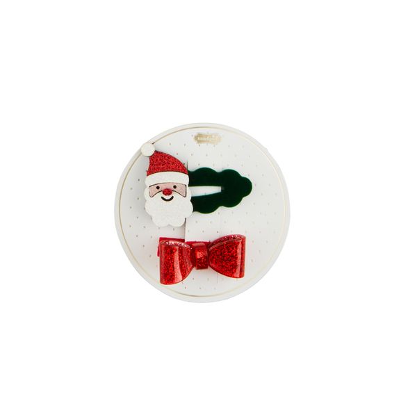 Mud Pie Children's Holiday Hair Clips, Red Bow, approx 4"