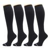 Dr. Motion 4 Pairs Pack Women's Graduated Compression Knee High Socks (Solid All Black)