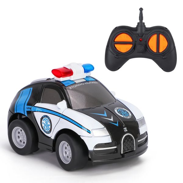 Thedttoy Kids Remote Control Cars Age 2-7, Mini RC Police Car 2.4 GHz Cartoon Toy Cars for Girls Boys Toddlers Age 2 3 4, Xmas Birthday Present for 2 3 4 5 6 Year Old Baby Girl Boy (White)