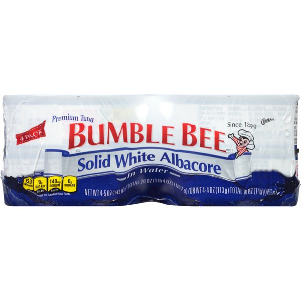 BUMBLE BEE Solid White Albacore Tuna in Water, 5 Ounce Cans (Case of 24), Wild Caught, Canned Tuna Fillet, Tuna Fish in Water, High Protein, Keto Food, Keto Snack, Gluten Free, Paleo Food