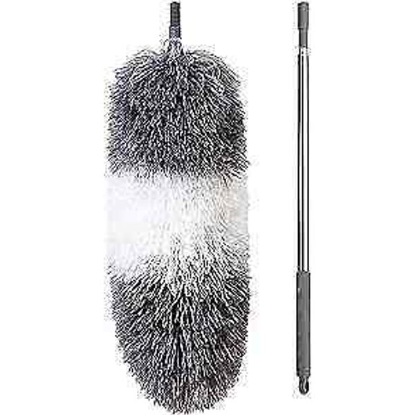 Microfiber Feather Duster with Extendable Pole, 100" Telescoping Cobweb