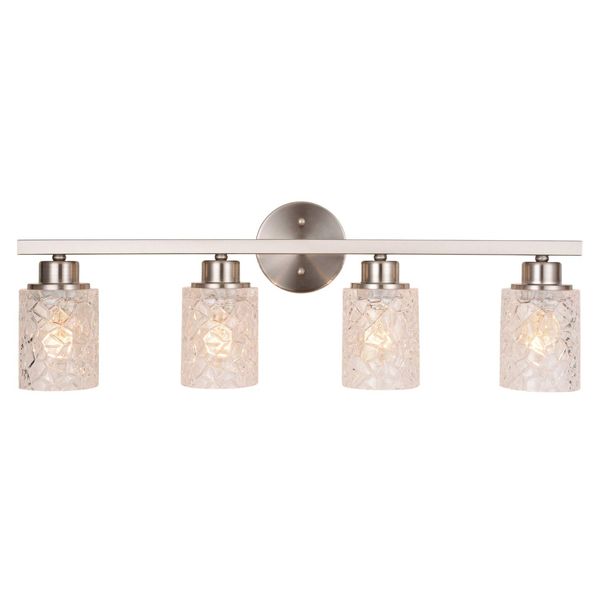 ALICE HOUSE 28.7" Vanity Lights, 4 Light Wall Lighting, Brushed Nickel Bathroom Lights Over Mirror, Bathroom Lighting AL9082-W4