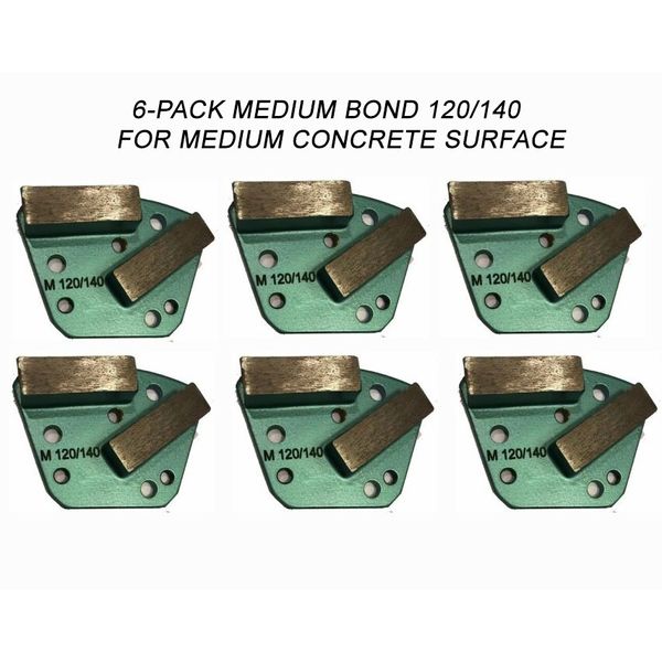 6-pack! Diamond Grinding Discs For Bolt-on Grinder Medium Surface 120/140 Grit
