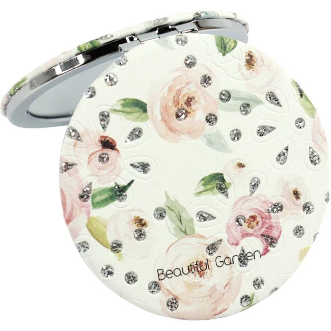 Royal Arden Compact Mirror (Round) Equal & Magnification 2x Rose Pattern, 28.9 inches (73534 mm), Diameter 2.8 inches (7 cm) x Height 0.4 inches (1 cm)