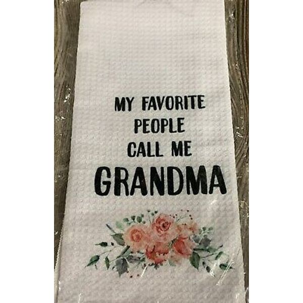 My Favorite People Call Me Grandma Tea Towels Kitchen Décor Waffle Weave