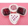 White Chocolate Heart with Lines & Dots Art Glass Candy