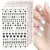 4 Sheets 4 Colors Empty Solid Cross Heart Shape Self-Adhesive Nail Art Stickers DIY Tips Pink Laser Silver