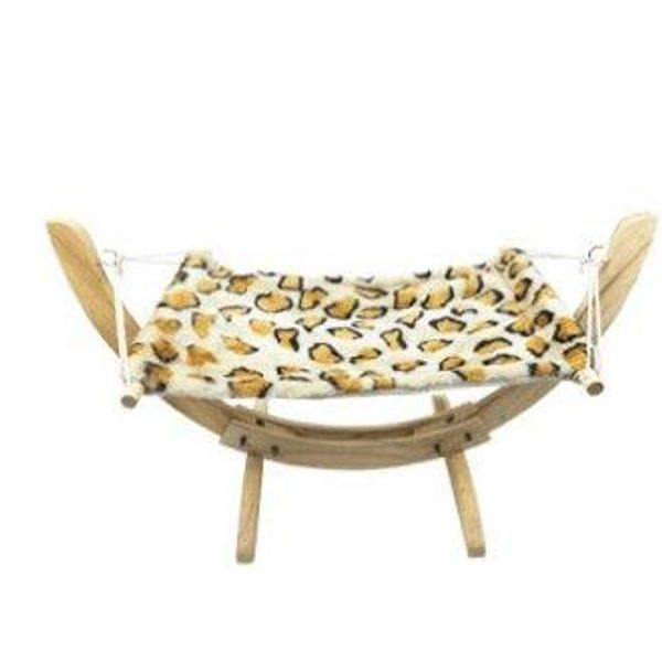 Cozy Paws Wooden Cat Hammock Bed - The Perfect Pet Haven! - Light Leopard Print