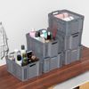 Idotry 12-Pack Large Plastic Weave Storage Basket Stackable Organizer Shelf Gray