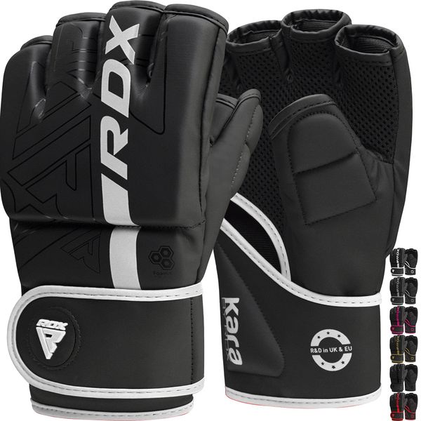 RDX MMA Gloves Grappling Sparring, Pre-Curved Mixed Martial Arts Mitts Men Women Boxing Gloves, Maya Hide Leather Kara Cage Fighting Workout, Combat Sports Training, Muay Thai, Punching Bag Kickboxing