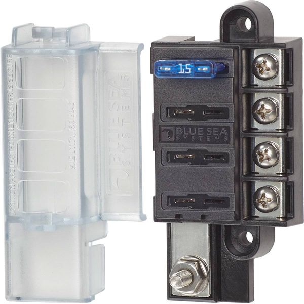 Blue Sea Systems ST Blade Fuse Block 4 Circuit Common Source & Cover