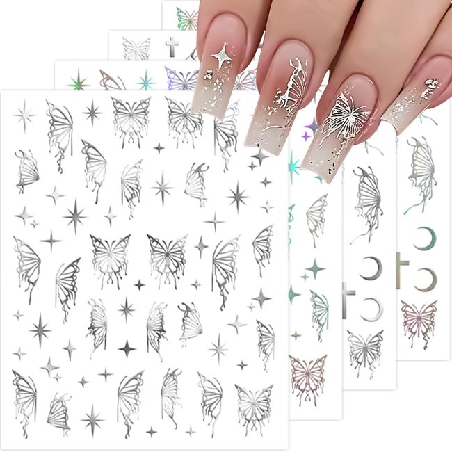 Butterfly Nail Stickers Decals 3D Self Adhesive Nail Decals Butterfly Designs Nail Sticker Butterfly Nail Stickers for Nail Art Supplies Butterfly Nail Stickers For Acrylic Nail Manicure Decoration 7#