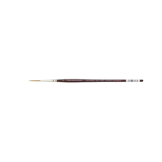 Grumbacher Goldenedge Golden Toray Liner Watercolor Brush, Synthetic Bristles, Size 2 (4623.2)