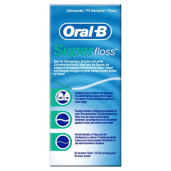 Oral-B SuperFloss Zahnseide, 50 Fäden mit Minzgeschmack